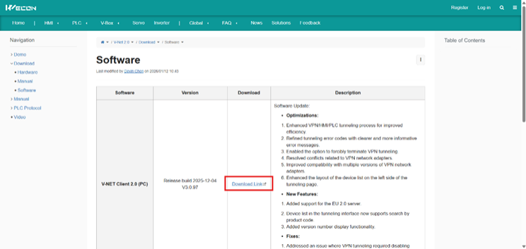 การดาวน์โหลดและติดตั้งซอฟต์แวร์ V-NET Client 2.0 - Wecon WIKI