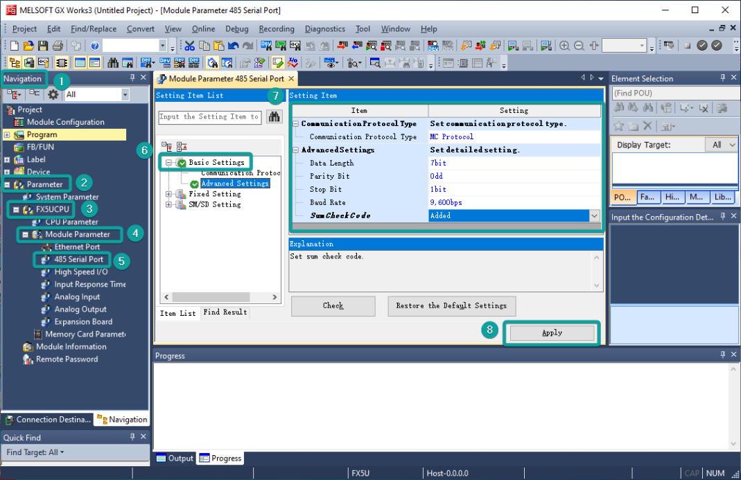 FX5U plc串口参数配置.png